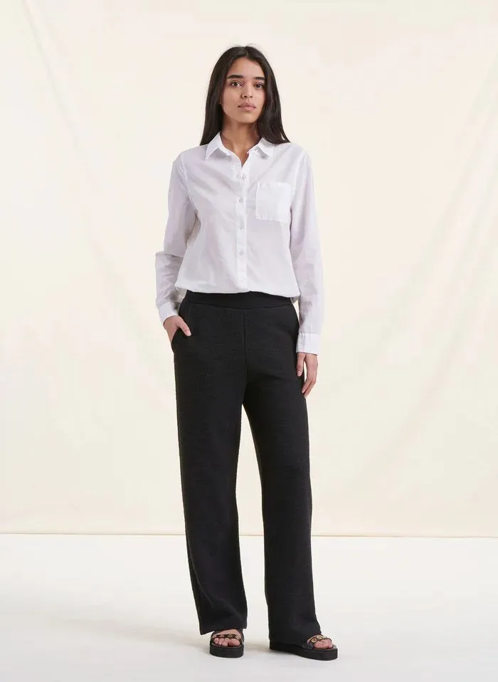 LA FEE MARABOUTEE Pantalón recto de mezcla de algodón en negro
