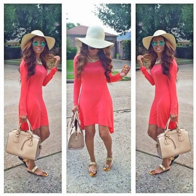 LEISURE SOLID ASYMMETRICAL HEM LONG SLEEVE ONECK SLIM MINIMALIST DRESS
