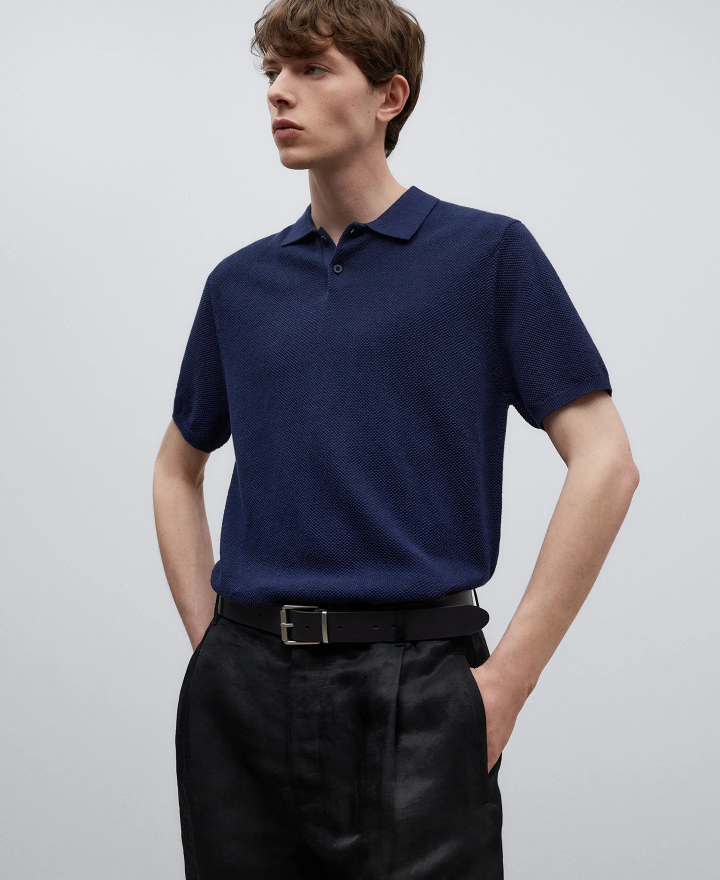 Linen and cotton polo shirt man