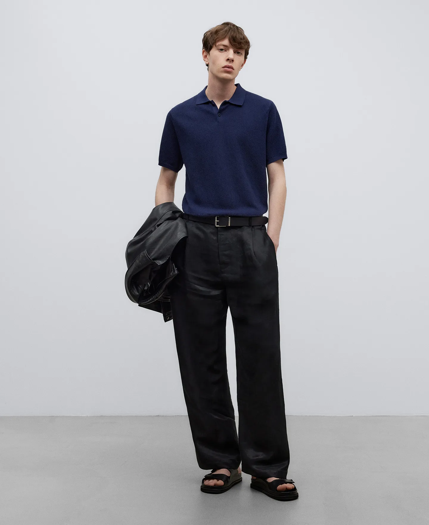 Linen and cotton polo shirt man