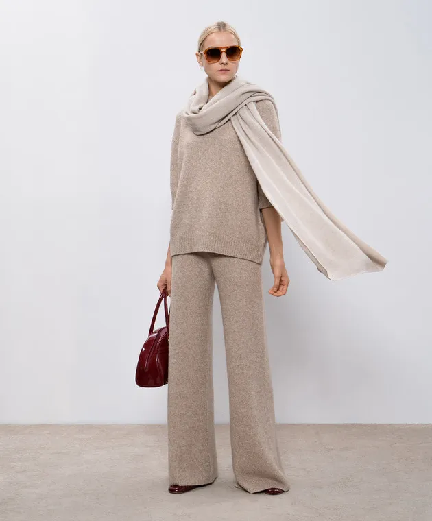 LISA YANG Ninni beige melange sweater with cashmere
