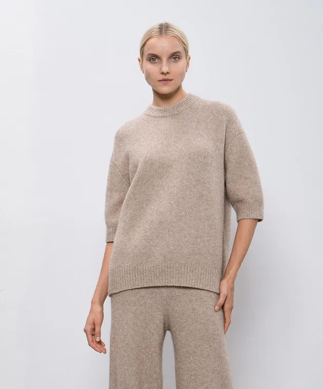 LISA YANG Ninni beige melange sweater with cashmere