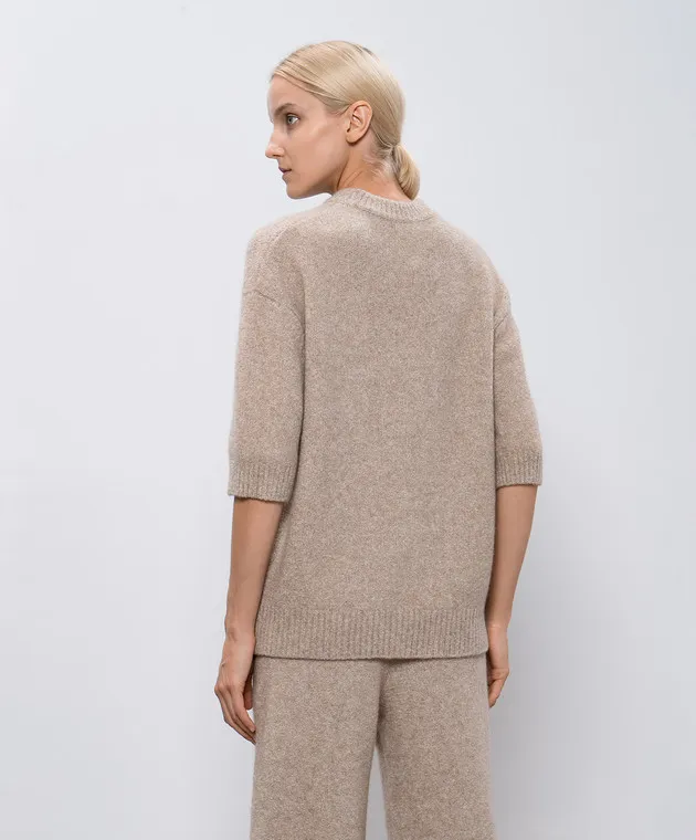 LISA YANG Ninni beige melange sweater with cashmere