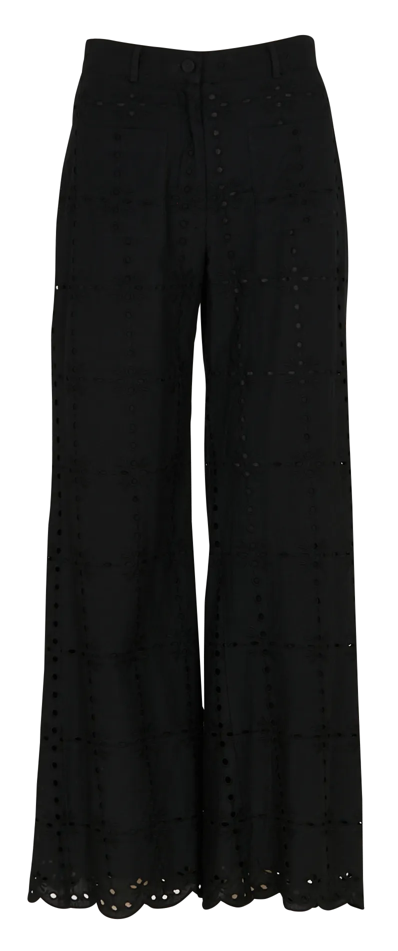 MATEO  PANTALóN FLARE DE ALGODóN BORDADO EN NEGRO