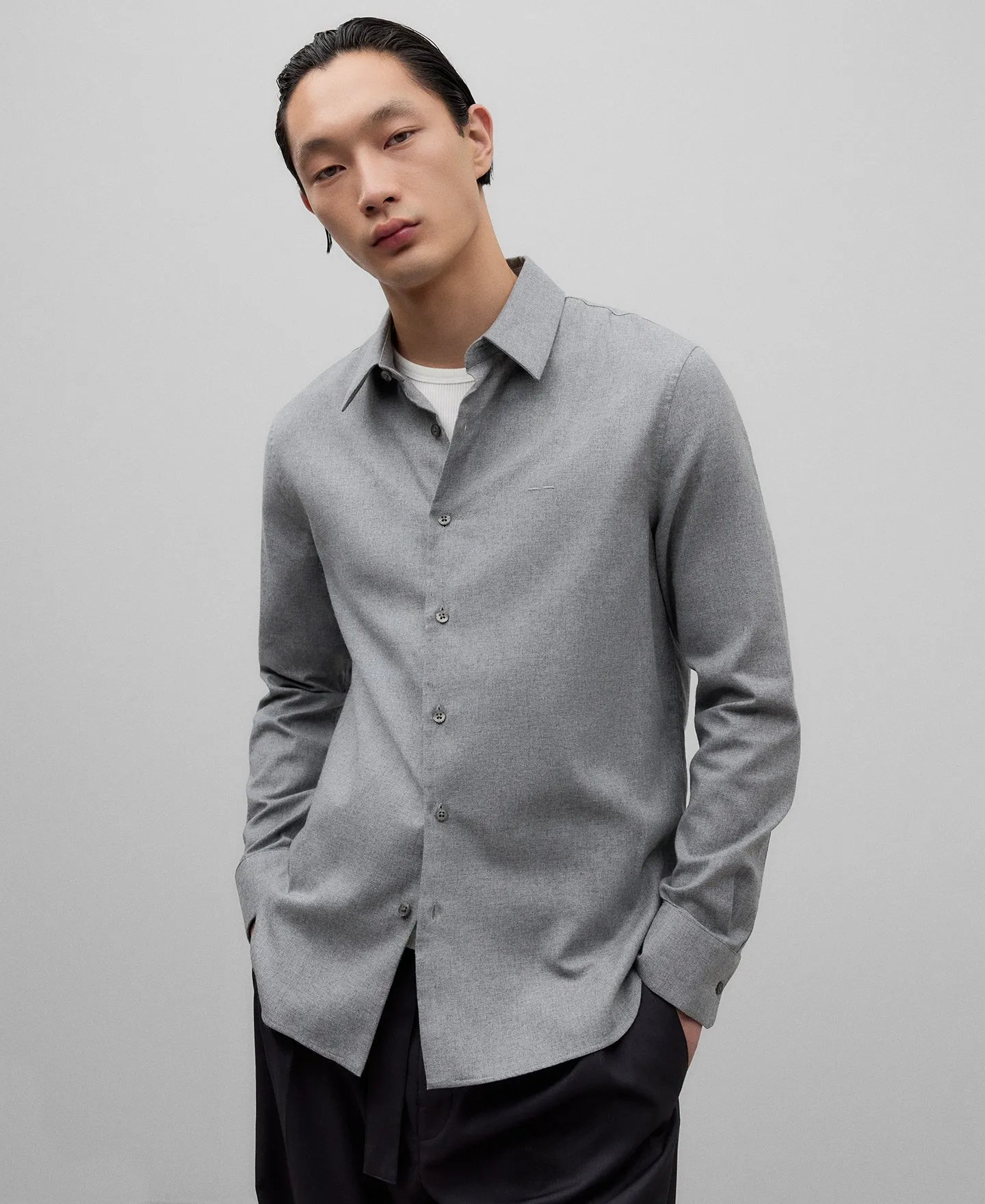 Melange grey shirt man