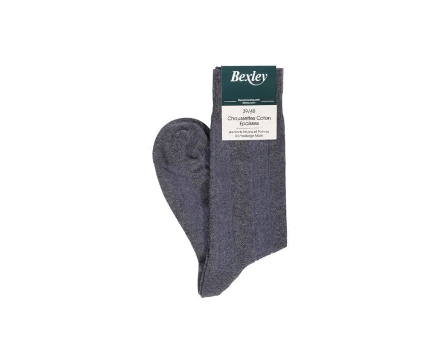 Men's Anthracite Grey Thick Cotton Socks with herringbone style