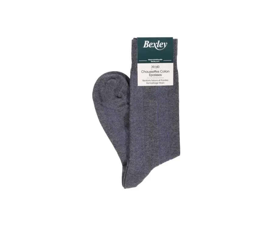 Men's Anthracite Grey Thick Cotton Socks with herringbone style