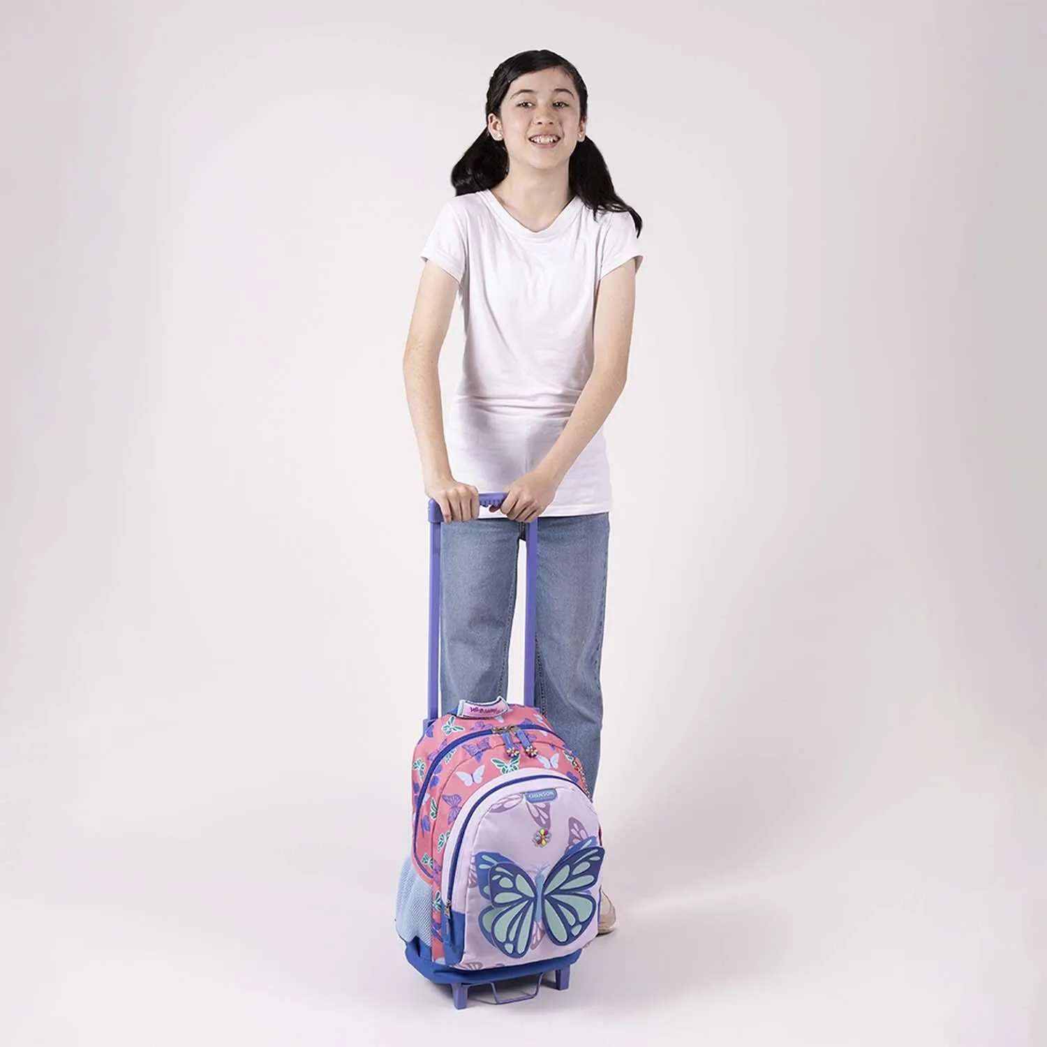 Mochila Con Ruedas Azul Para Nia Happy Girl Chenson Buter