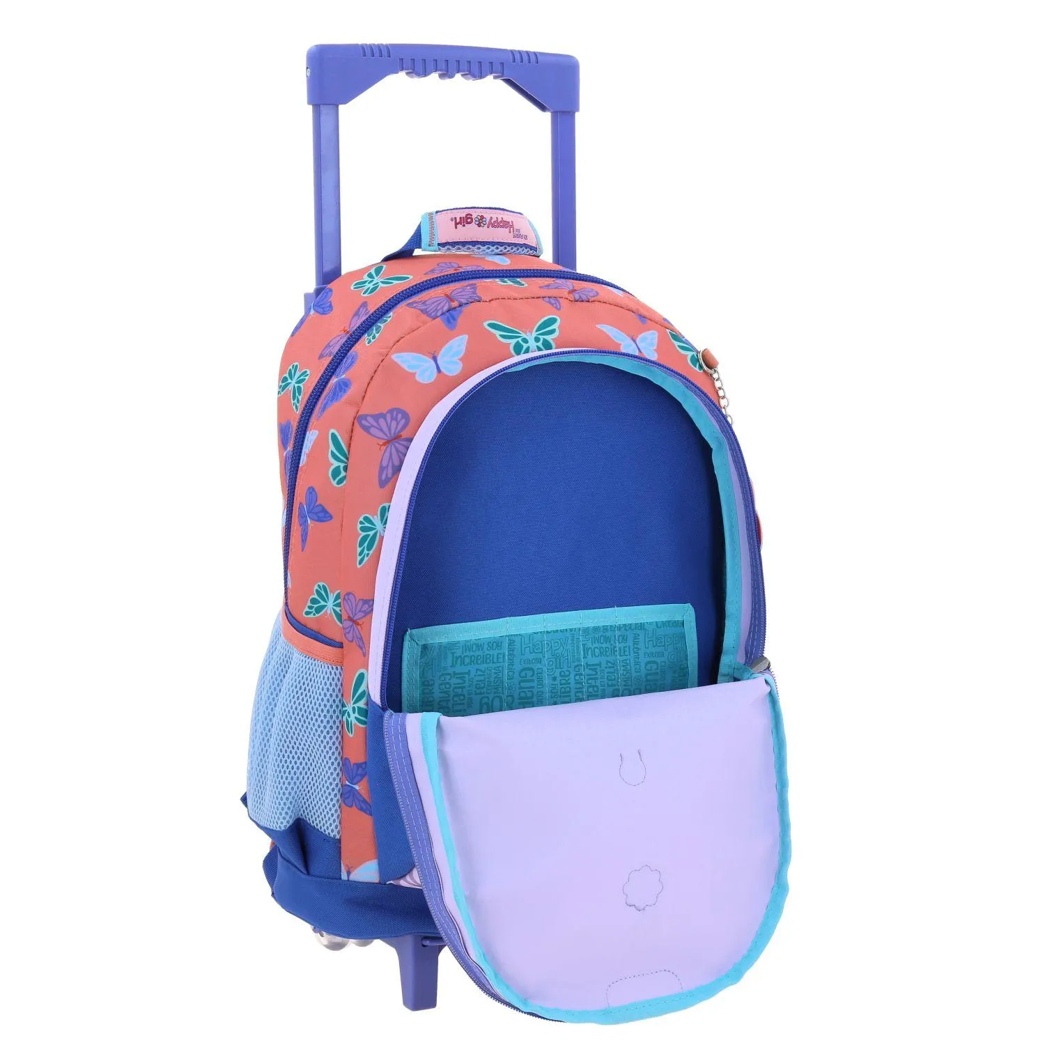 Mochila Con Ruedas Azul Para Nia Happy Girl Chenson Buter