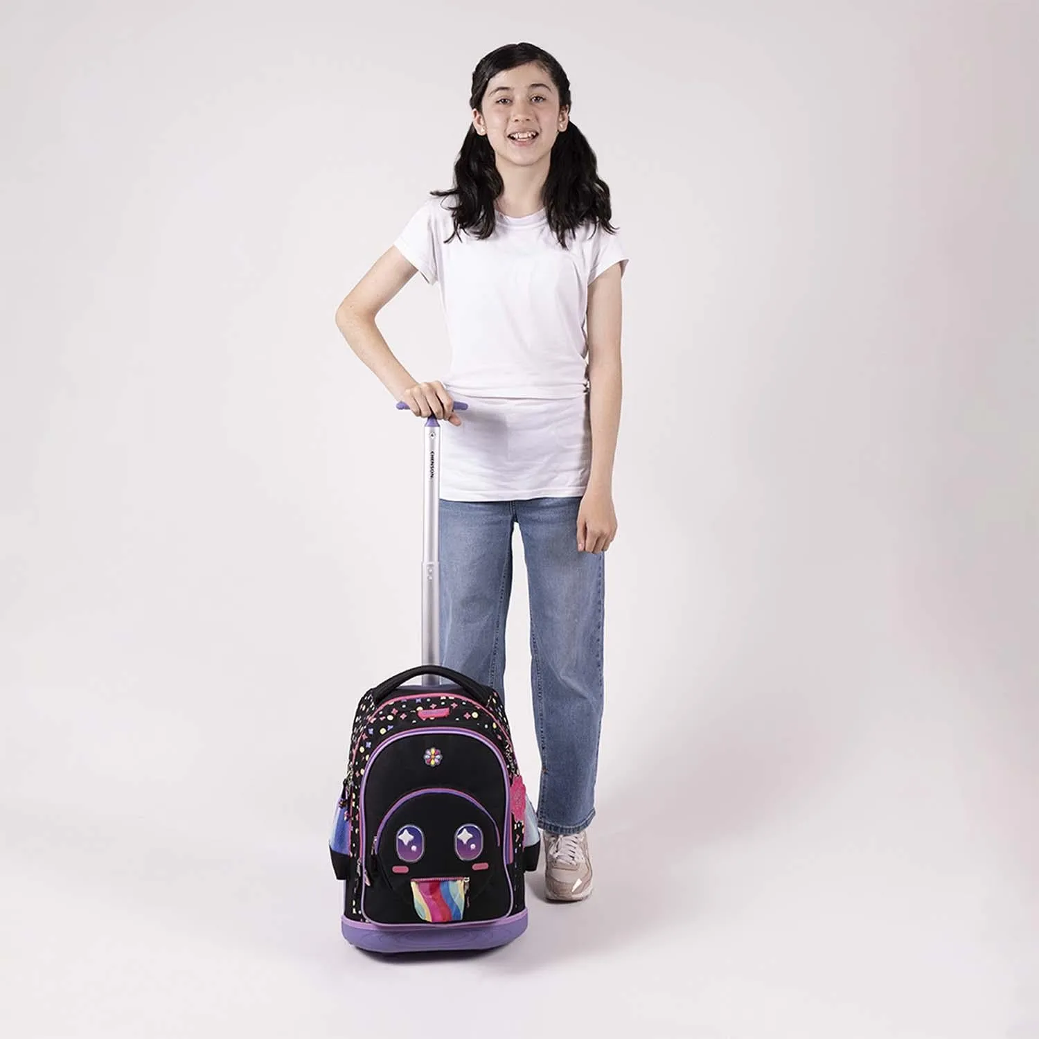 Mochila Con Ruedas Negra Para Nia Happy Girl By Chenson Vom