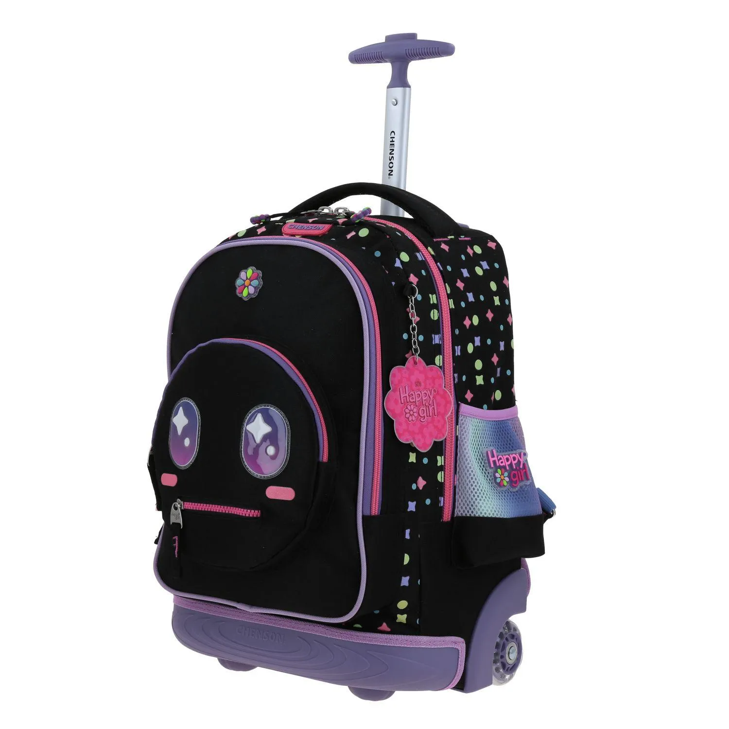 Mochila Con Ruedas Negra Para Nia Happy Girl By Chenson Vom