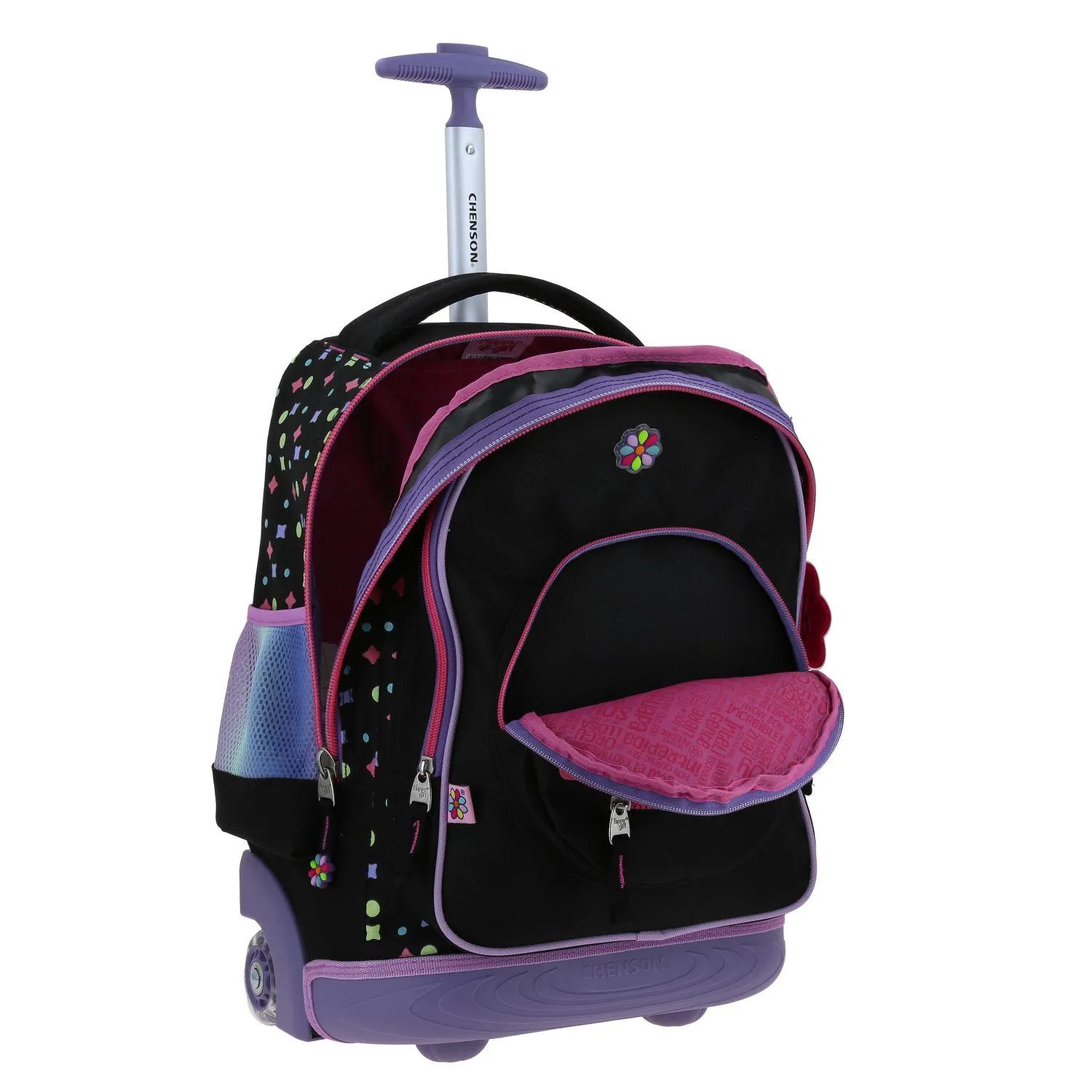 Mochila Con Ruedas Negra Para Nia Happy Girl By Chenson Vom