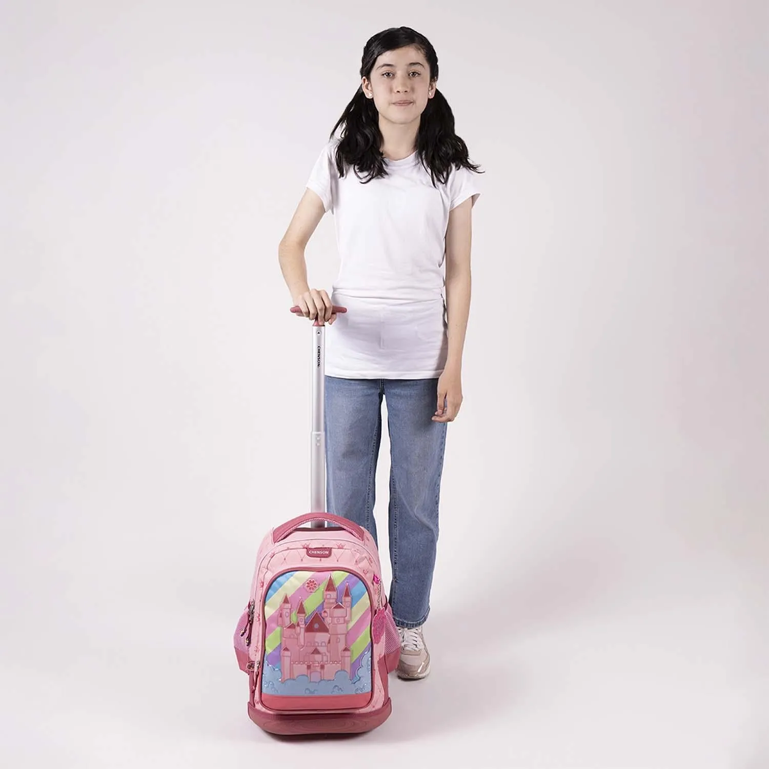 Mochila Con Ruedas Rosa Grande Para Nia Happy Girl By Chenson Cast