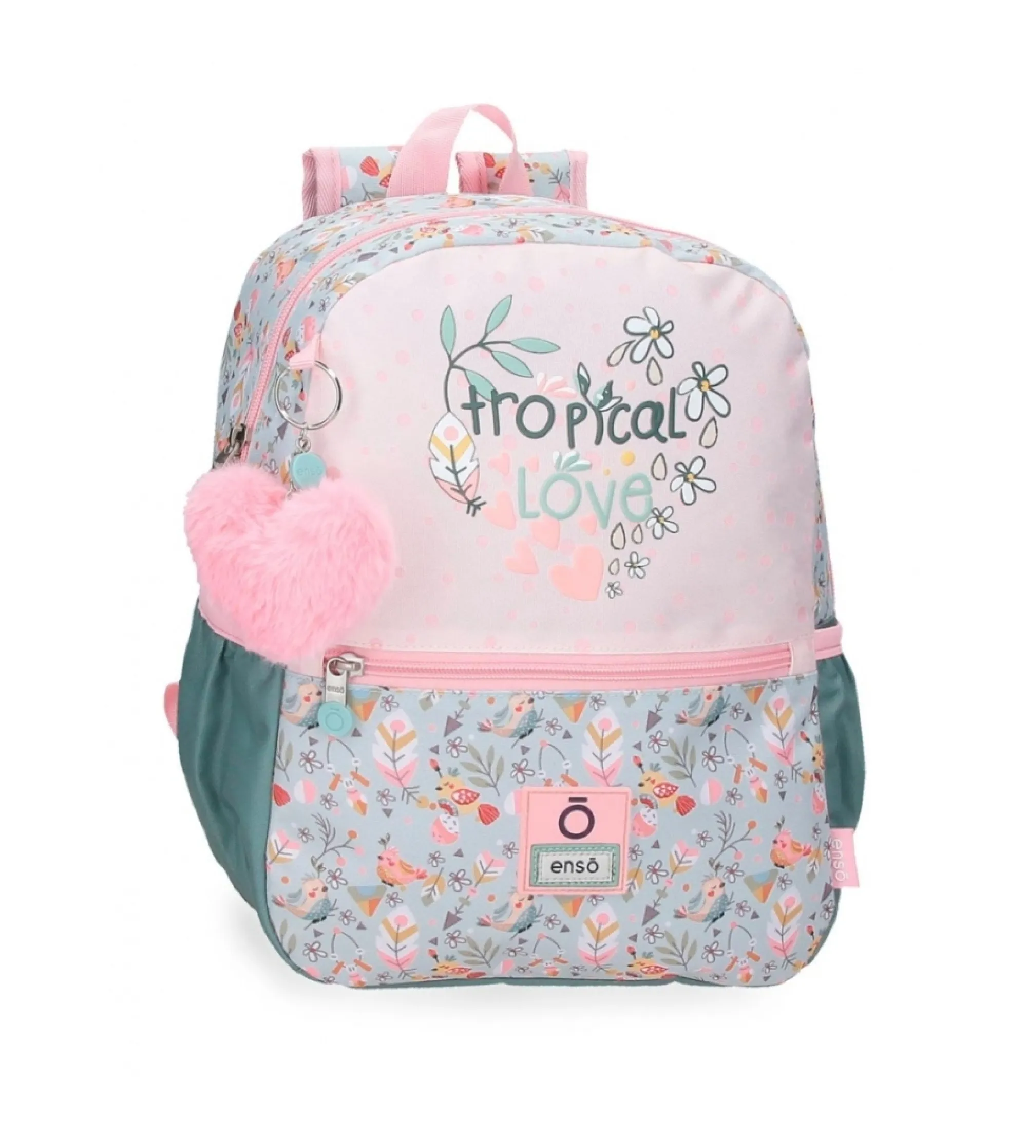 Mochila de paseo Tropical love 32 cm rosa