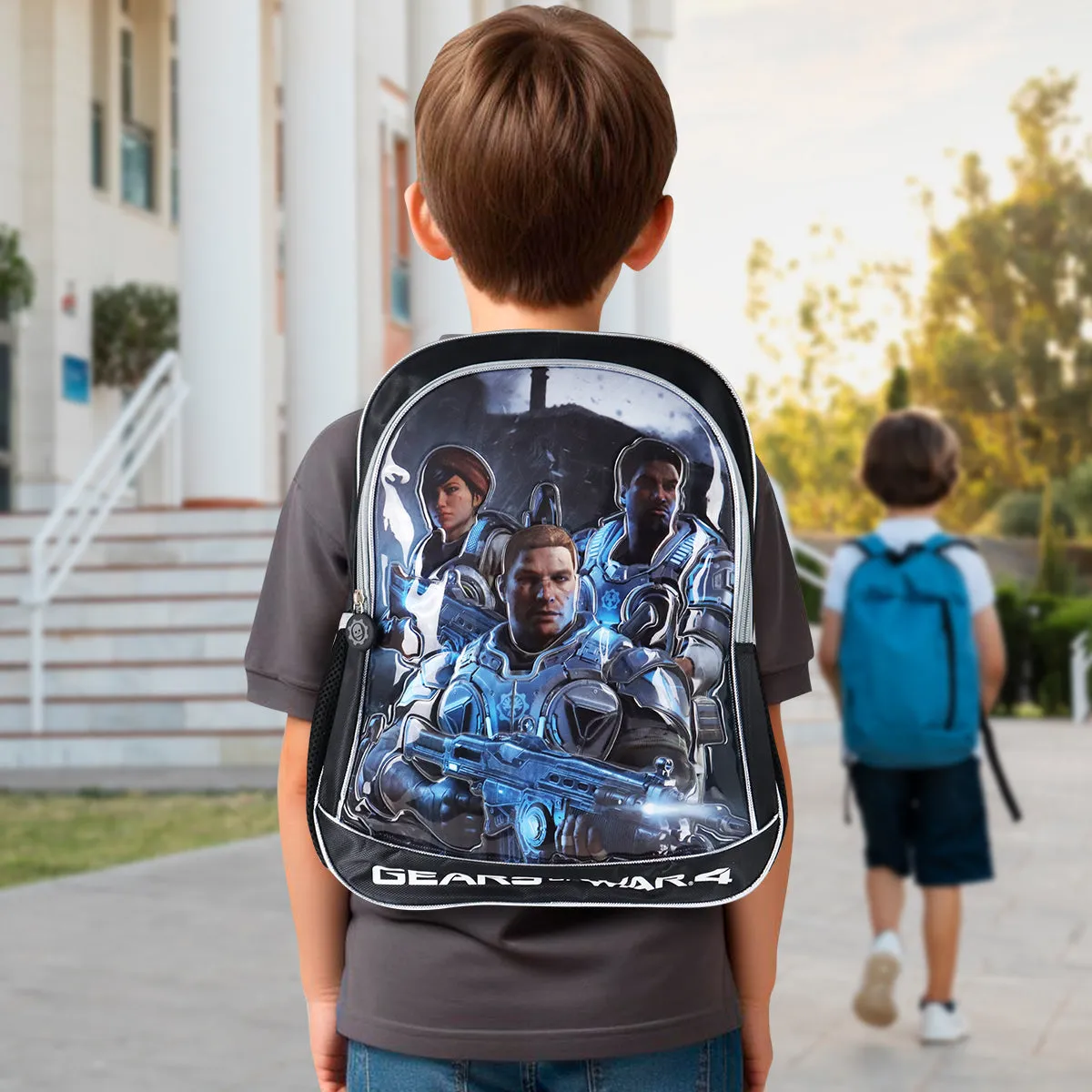 Mochila Escolar con Diseo de Gears of War 4, color Negro