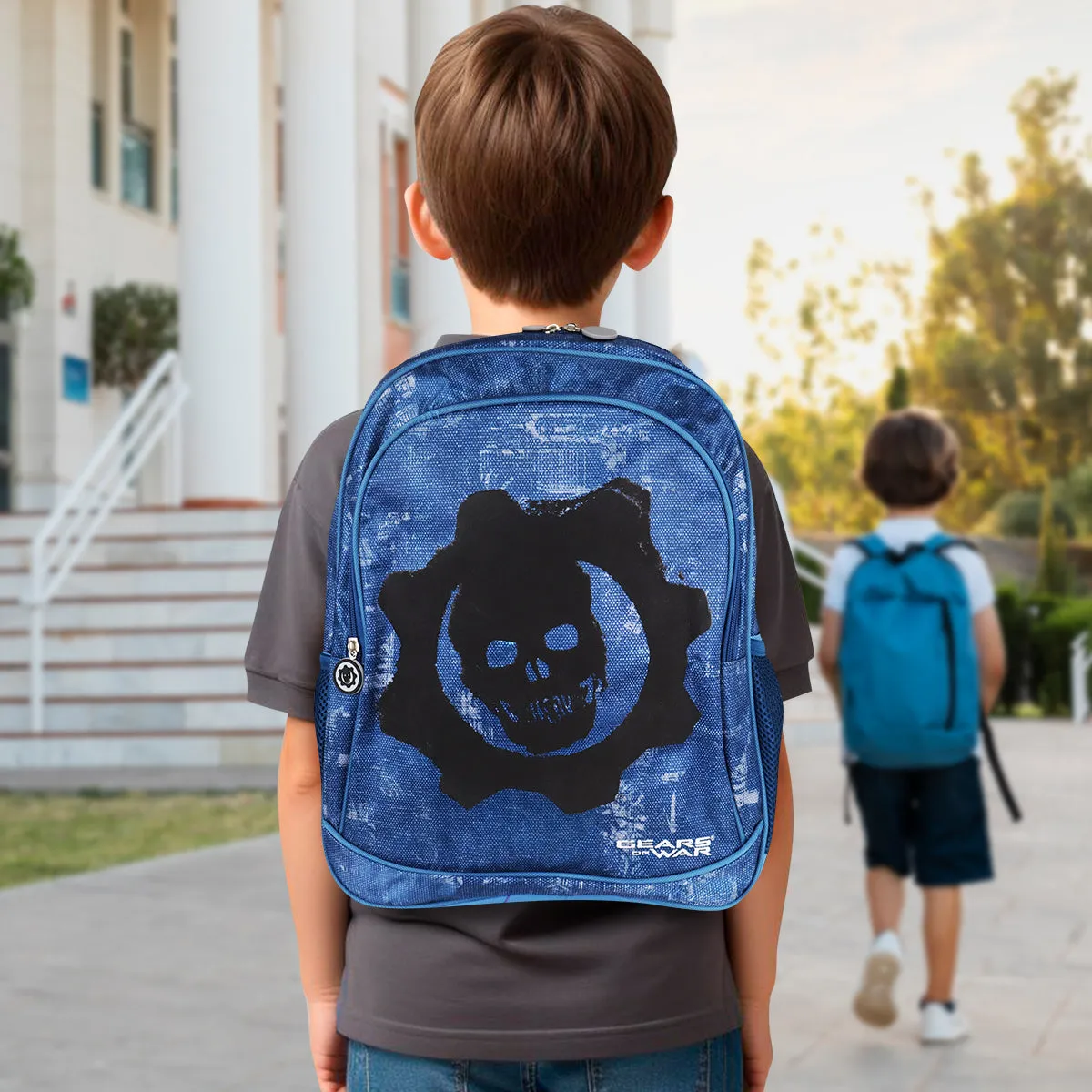 Mochila Escolar con Diseo de Gears of War, color Azul
