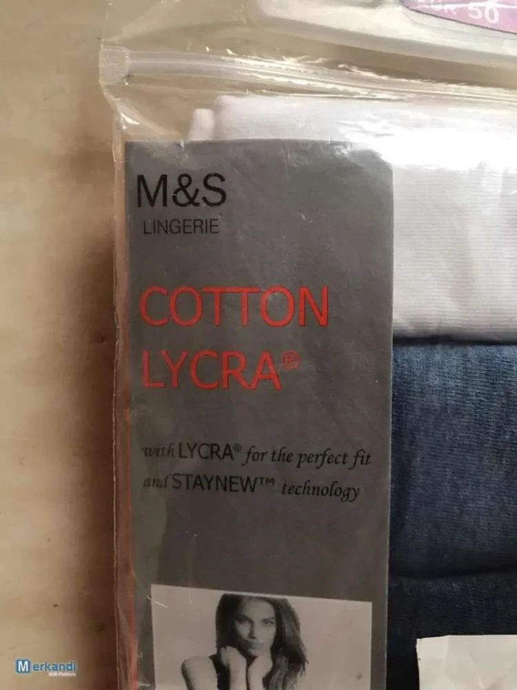 M&S LADIES COTTON & LYCRA LENCERíA  CAJA AL POR MAYOR DE 5 COLORES VARIOS