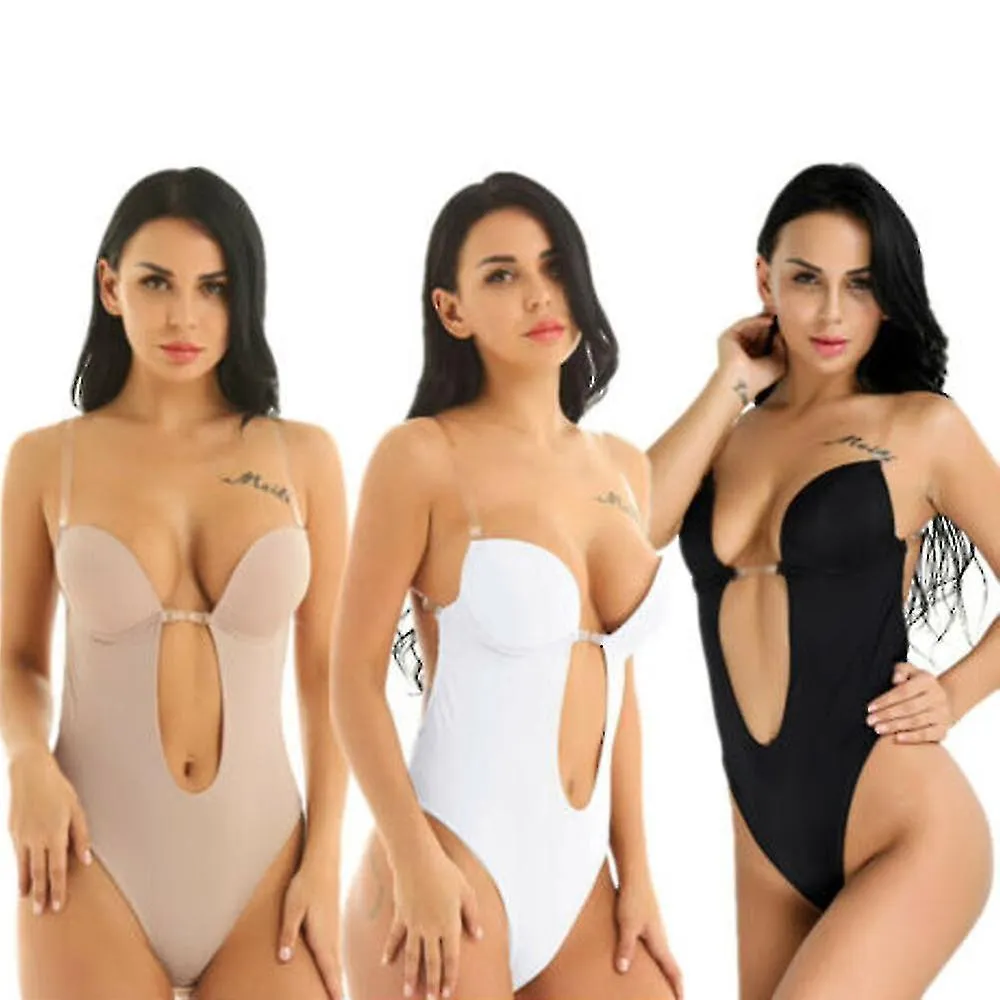 Mujeres Body Shaper Backless Wedding Bodysuit Plunge Bra Bridal Shapewear Lencería