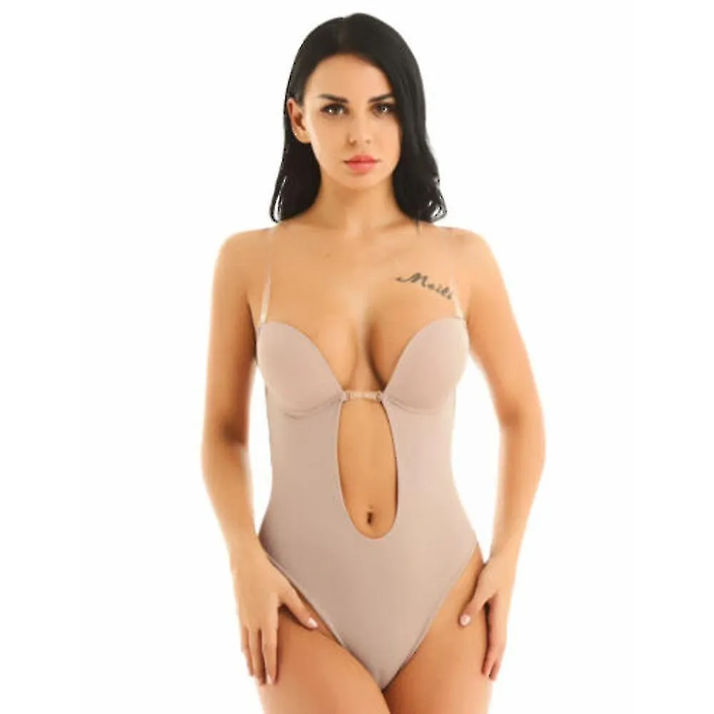 Mujeres Body Shaper Backless Wedding Bodysuit Plunge Bra Bridal Shapewear Lencería