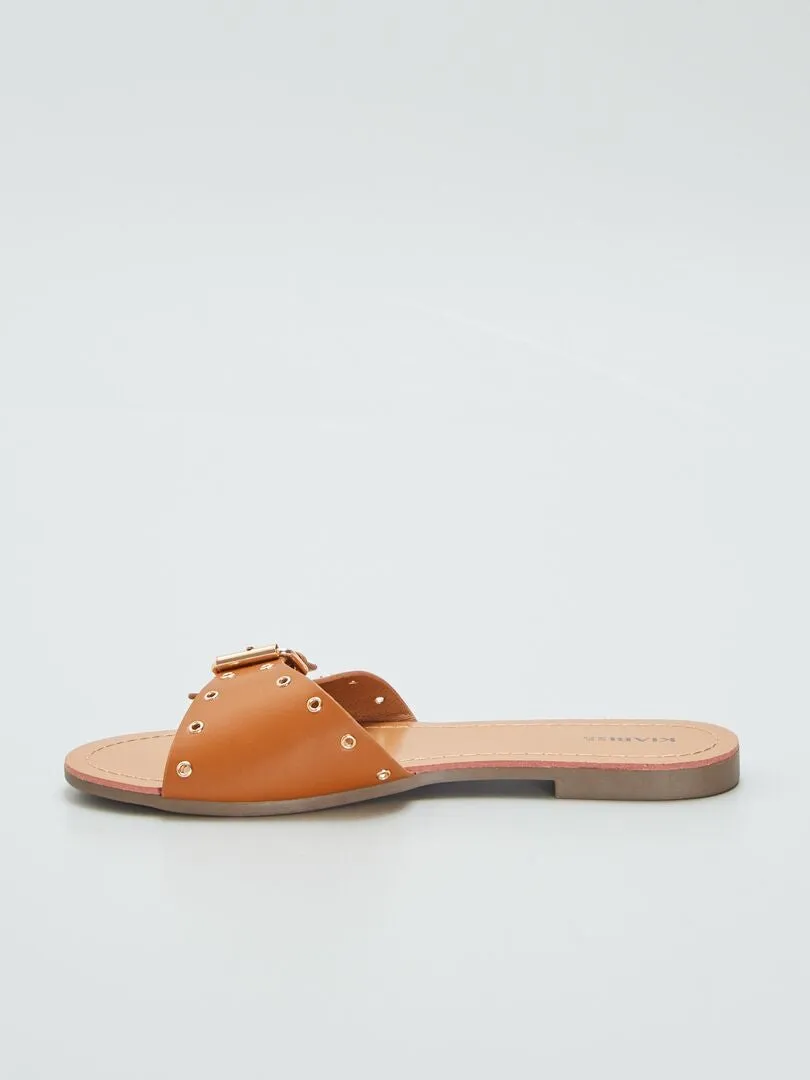 MULES CON TIRAS CON HEBILLAS  MARRON