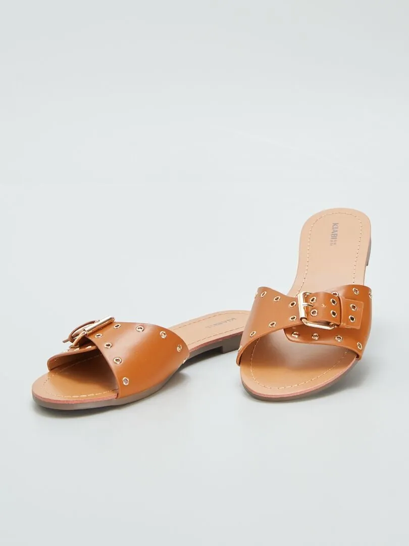 MULES CON TIRAS CON HEBILLAS  MARRON