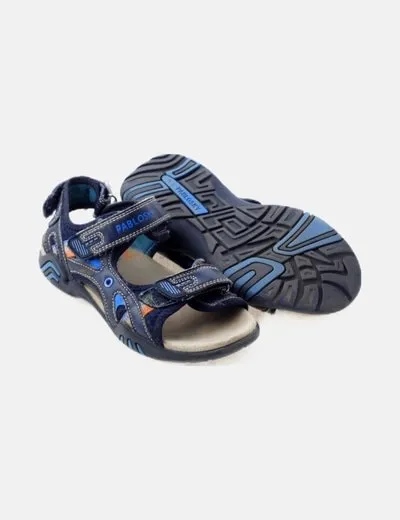 Pablosky Sandalia azul combinada belcro