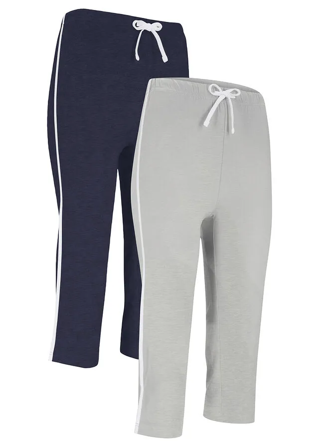 PANTALóN CAPRI DEPORTIVO, PITILLO (2 UNIDADES) AZUL MARINOGRIS CLARO JASPEADO