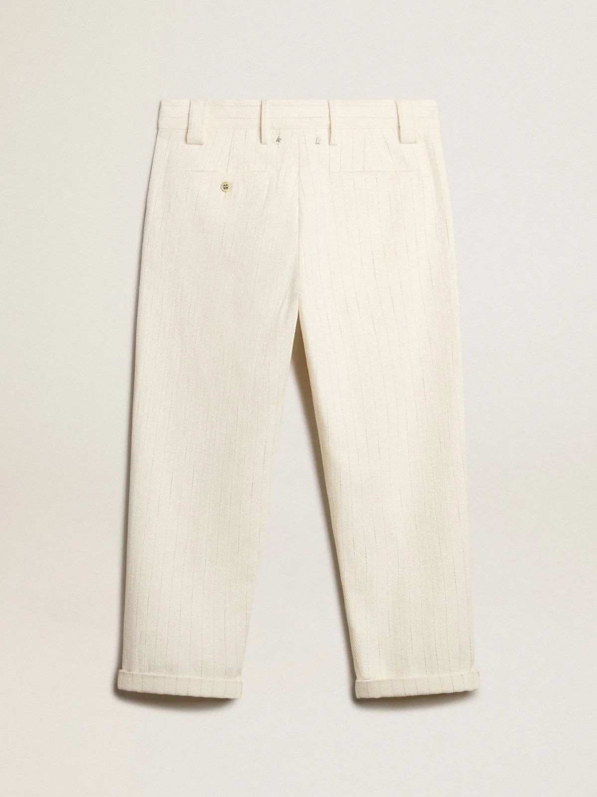 Pantalón chino de algodón a rayas color blanco envejecido