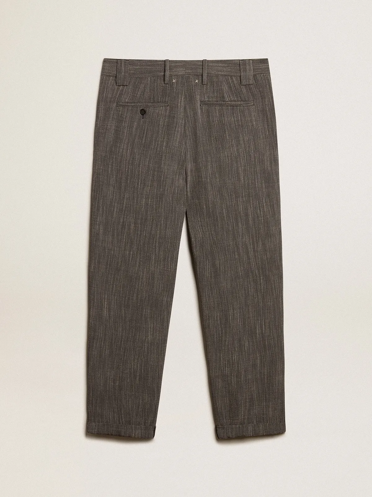 Pantalón chino de hombre en mezcla de lana jaspeada color gris