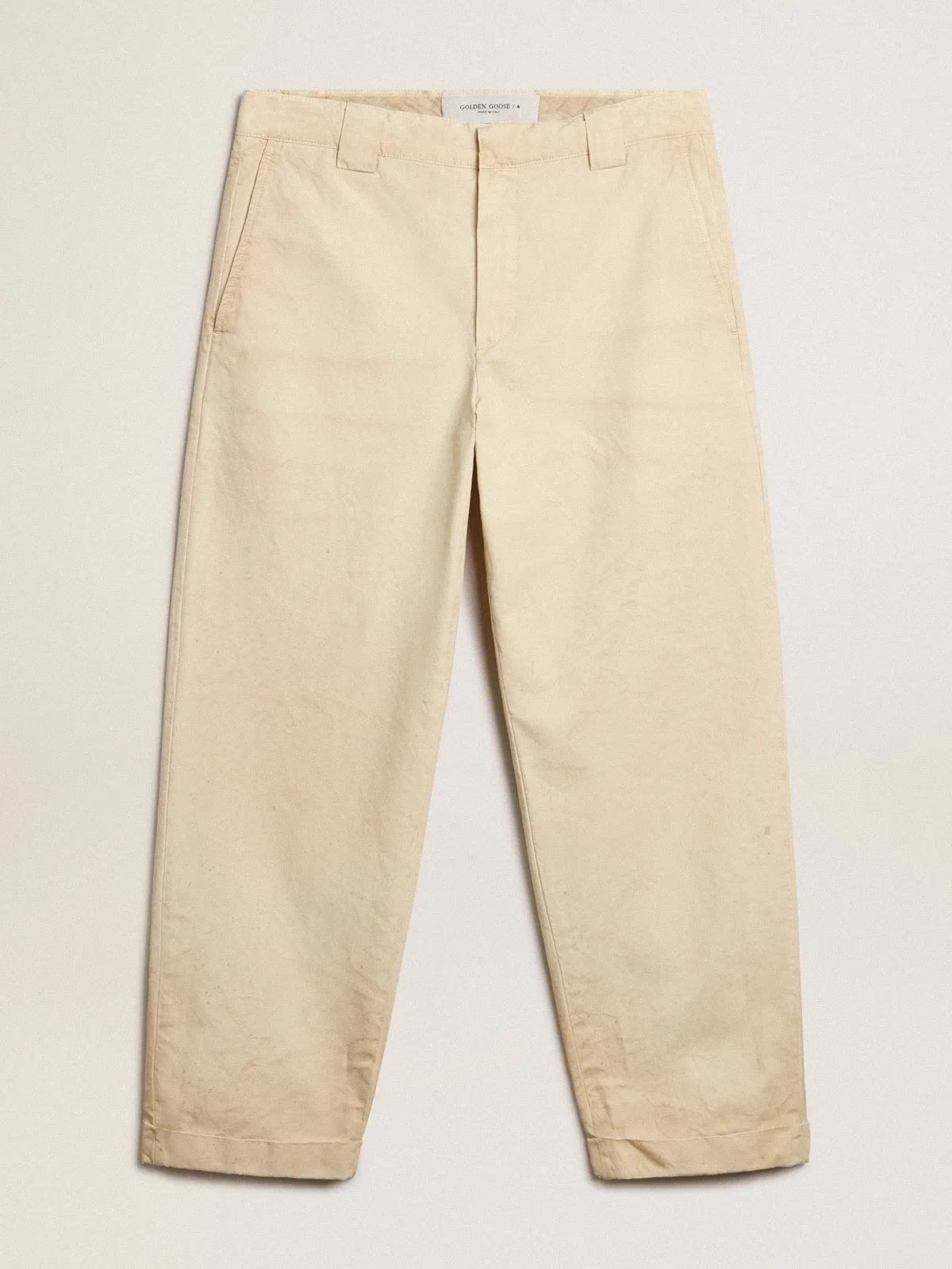 Pantalón chino en algodón color crudo