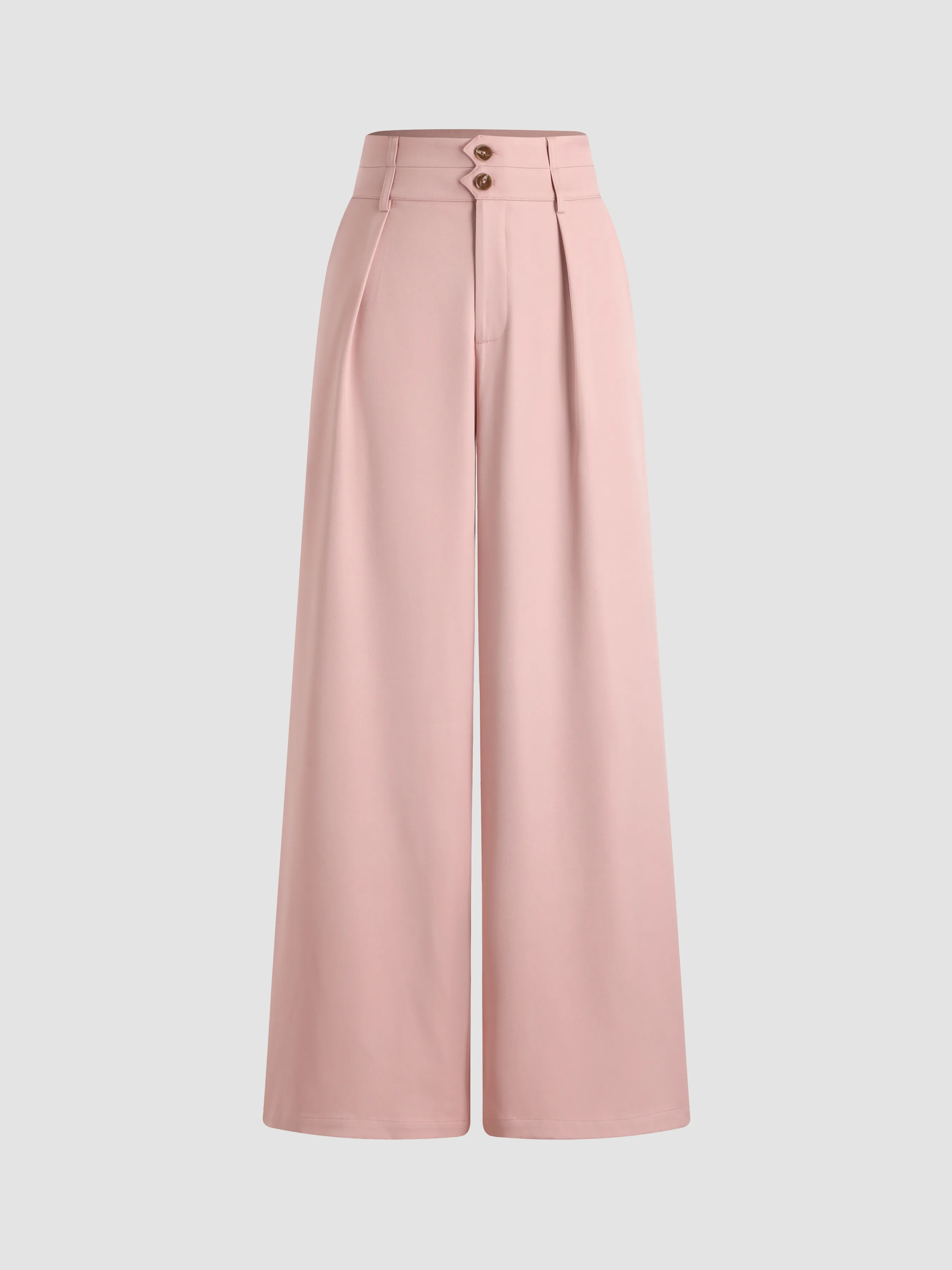 Pantalón de cintura media con botones y pierna ancha