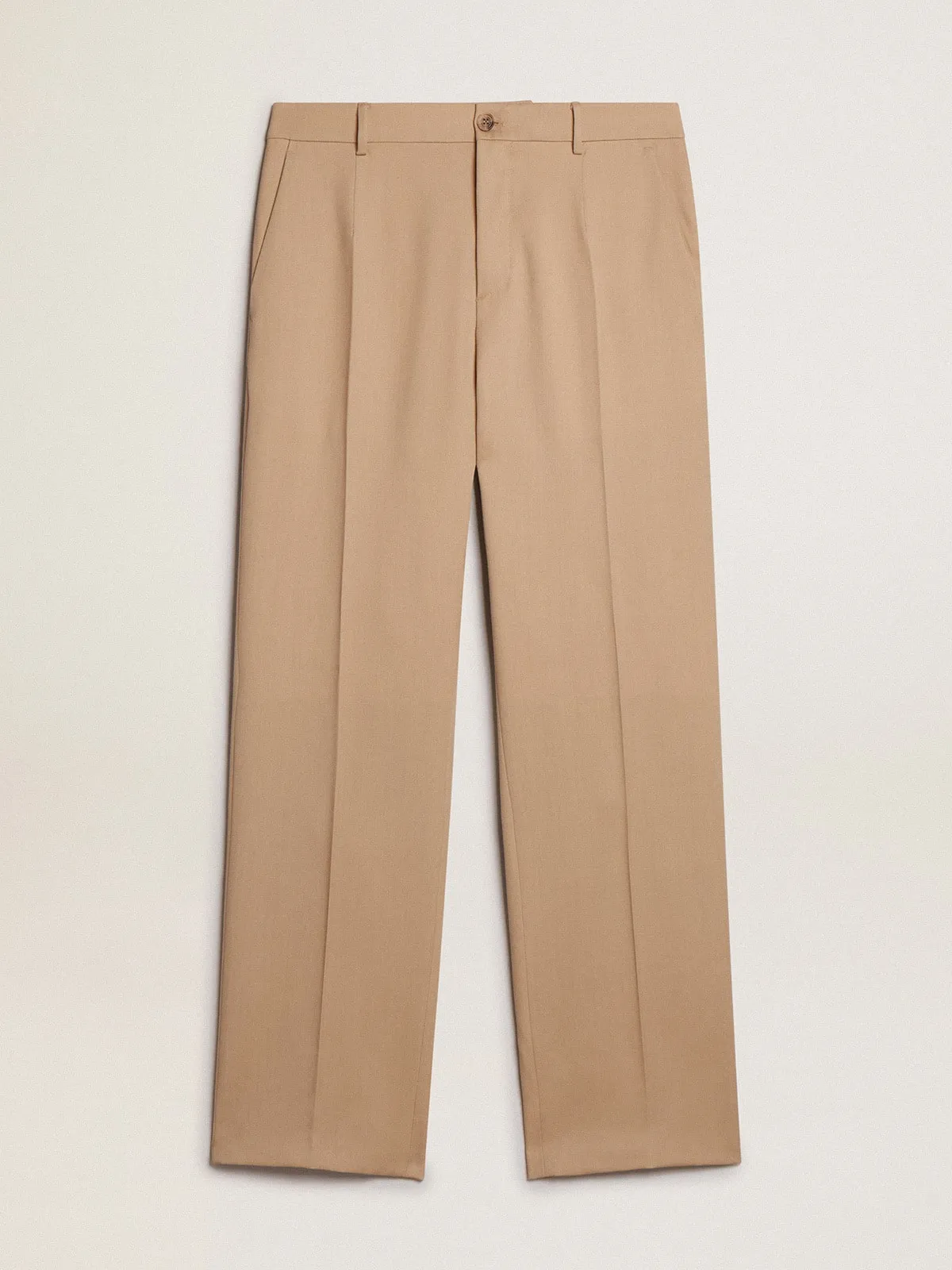 Pantalón de hombre en gabardina de lana color arena