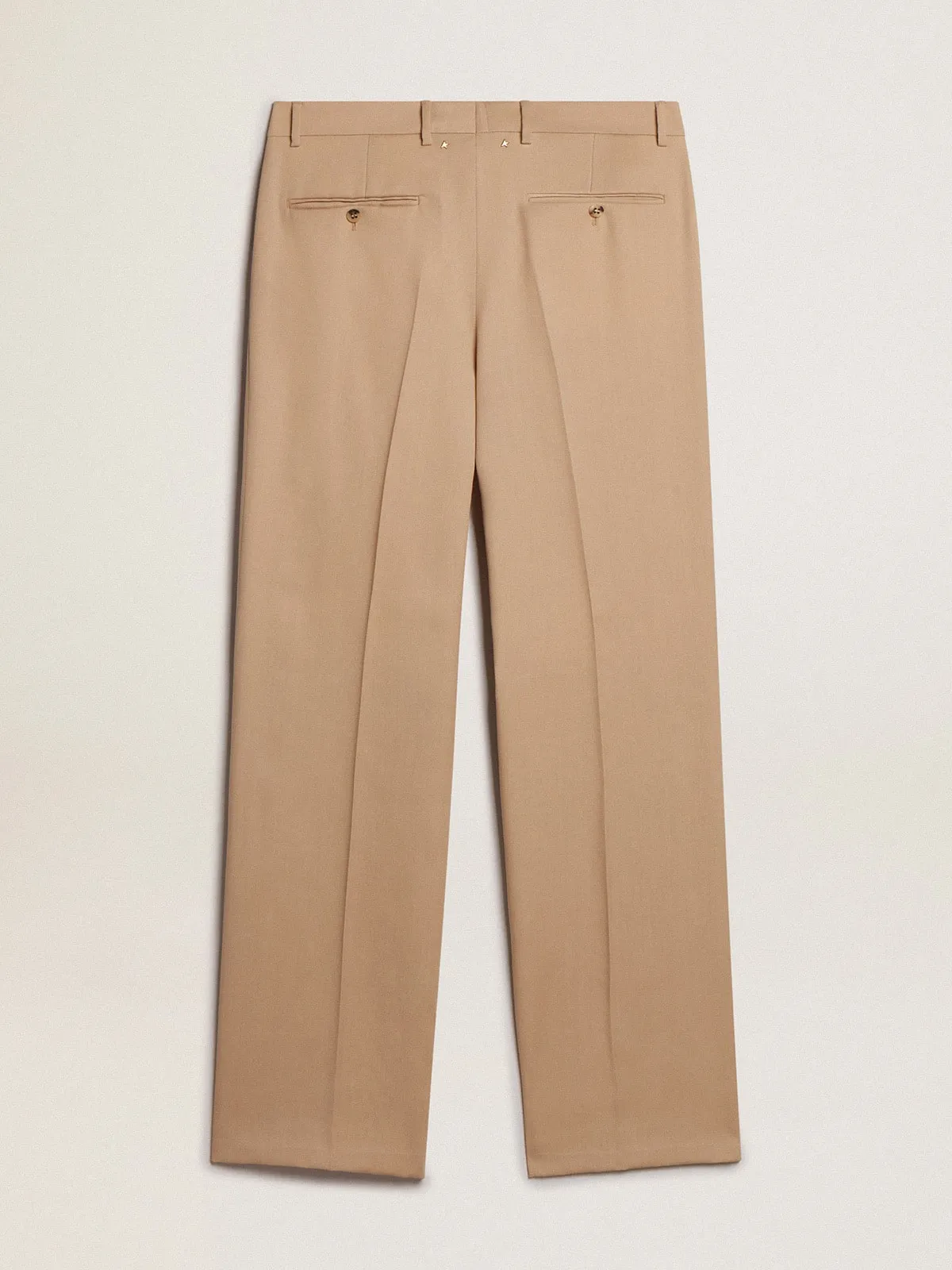 Pantalón de hombre en gabardina de lana color arena