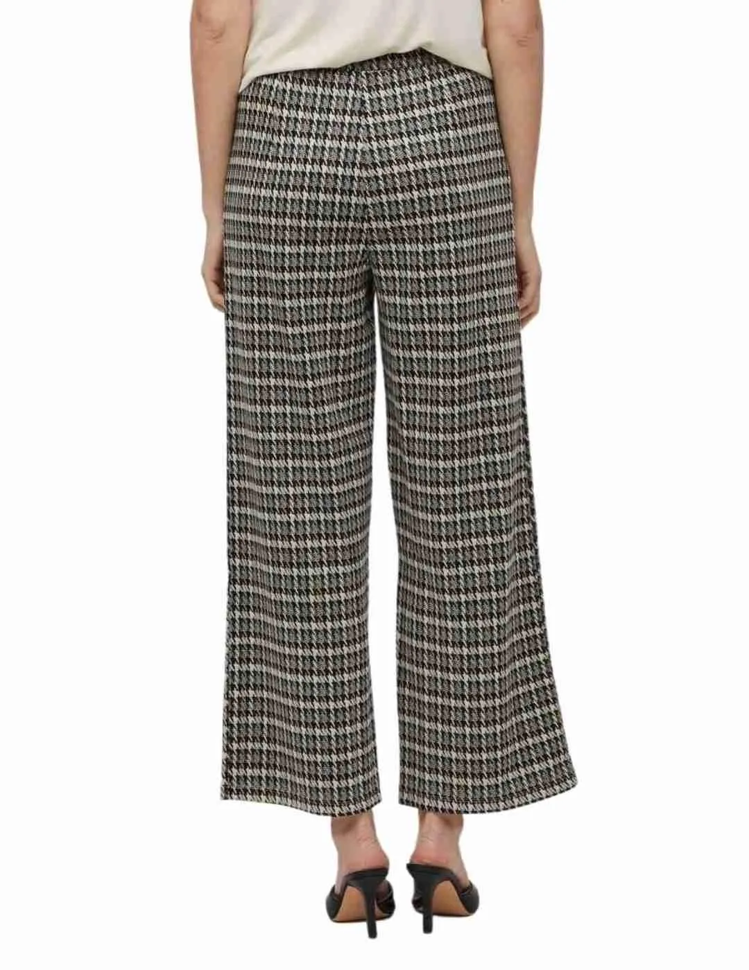 Pantalón Vila Raja cuadros marrón estampado para mujer