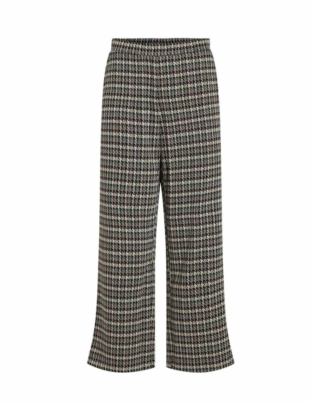 Pantalón Vila Raja cuadros marrón estampado para mujer