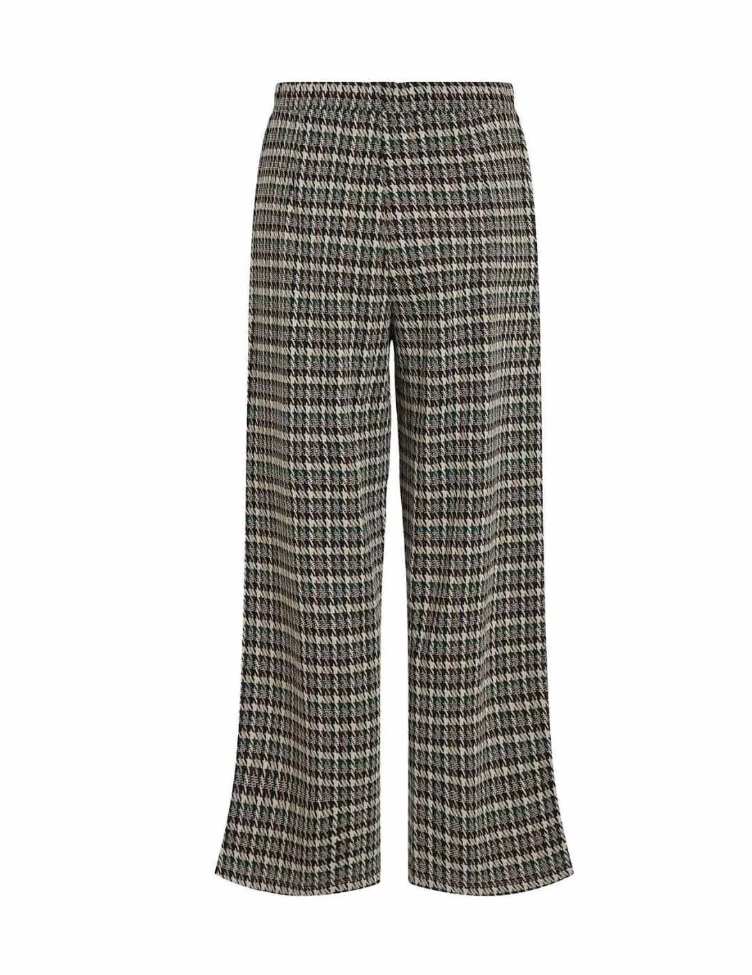 Pantalón Vila Raja cuadros marrón estampado para mujer