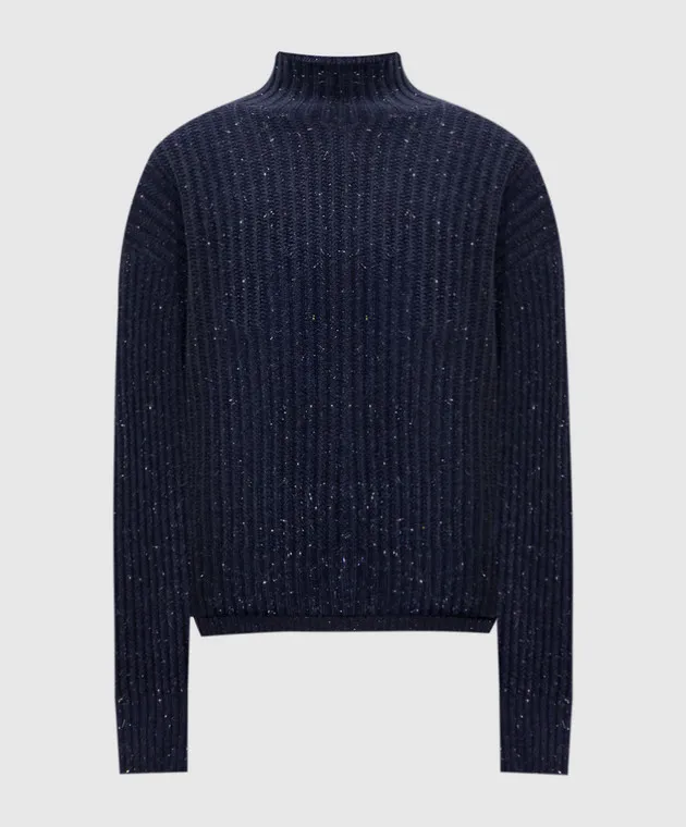 Peserico Blue sweater with wool and silk with lurex