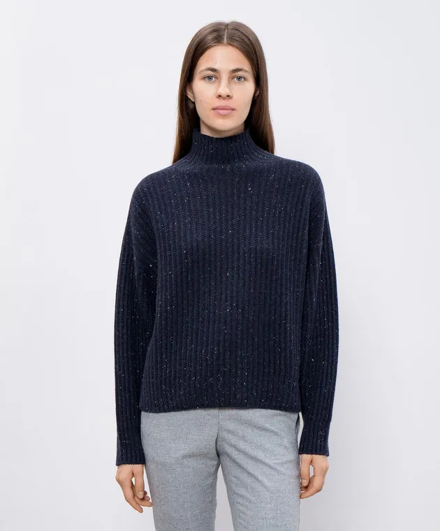 Peserico Blue sweater with wool and silk with lurex
