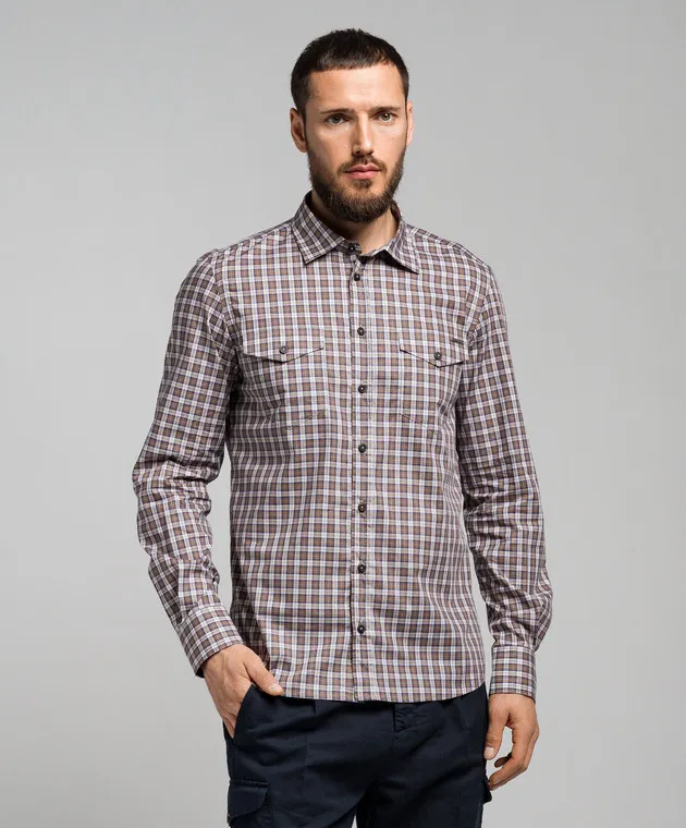 Peserico Brown checked shirt