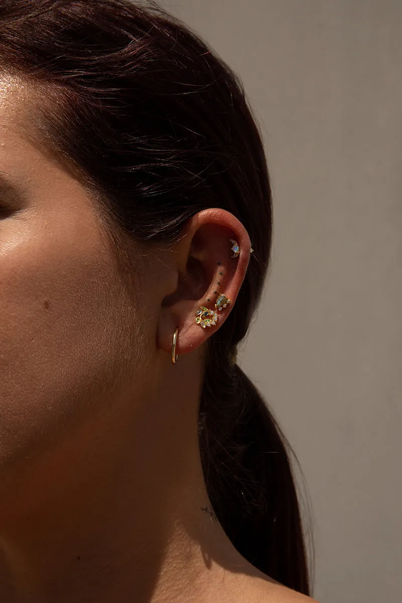 Piercing de plata baado en dorado diseo luna ópalo y circonitas