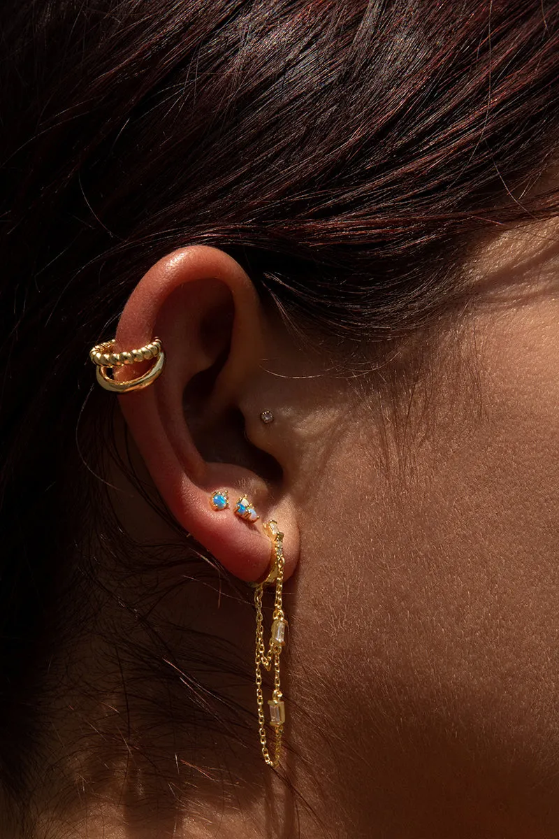 Piercing de plata bao dorado diseo mini ópalo y circonita