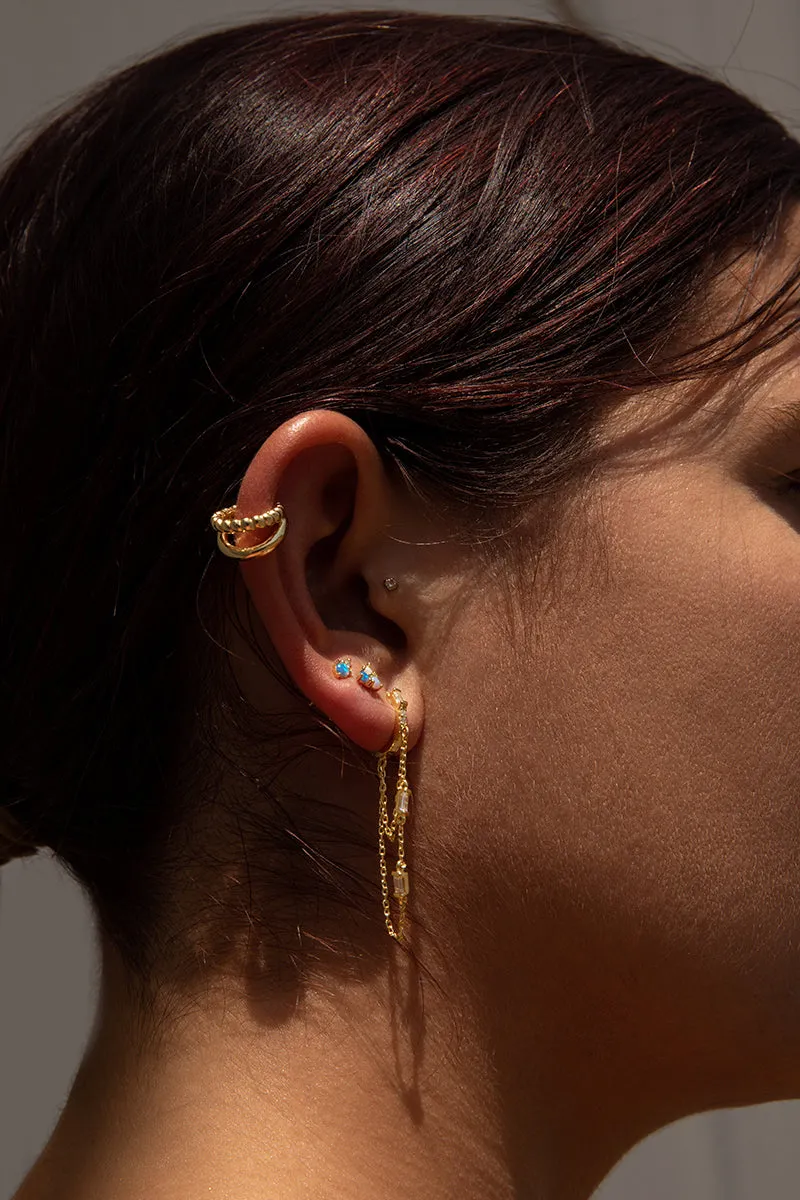 Piercing de plata bao dorado diseo mini ópalo y circonita