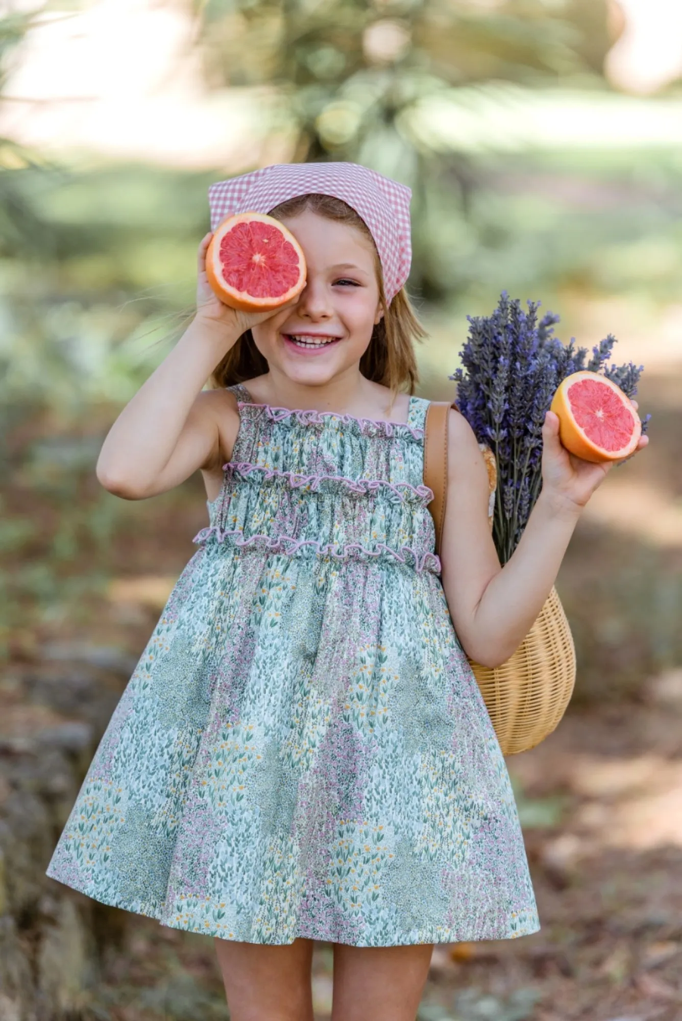 Pink and green printed dress Laguna Collection
