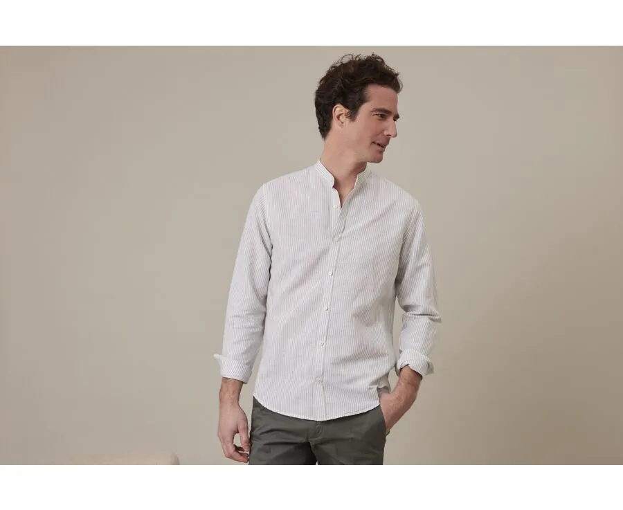 PLAIN LIME GREEN & WHITE COTTON LINEN SHIRT  ELIBERT