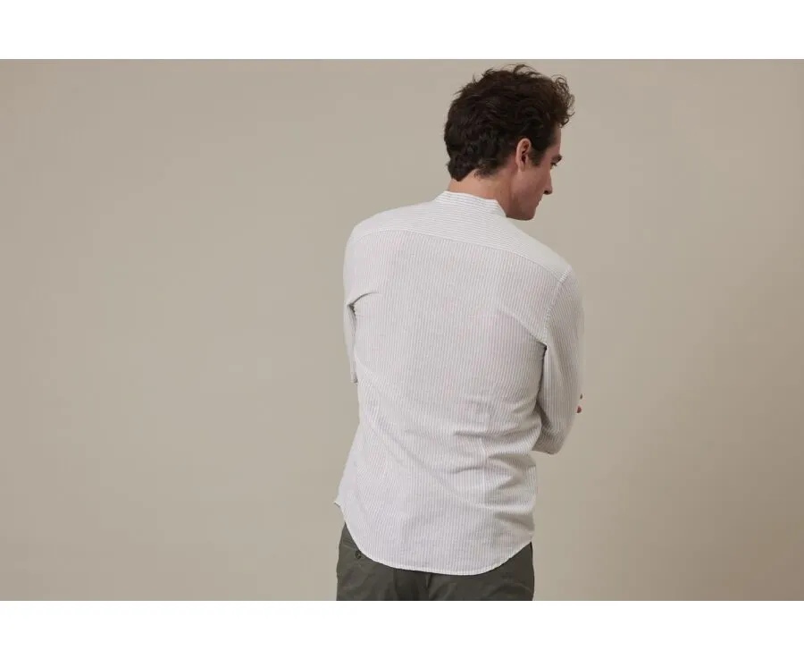 PLAIN LIME GREEN & WHITE COTTON LINEN SHIRT  ELIBERT