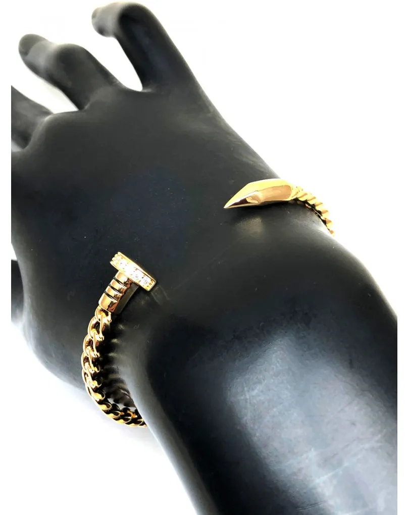 PRECIOSAS PULSERAS DORADAS CON CLAVO Y FINAS CIRCONITAS
