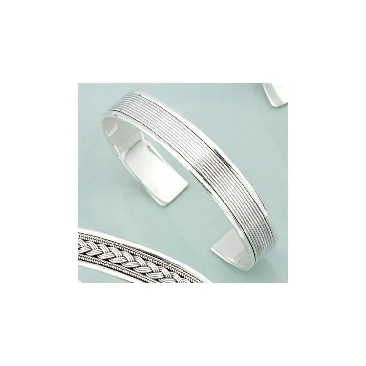 Pulseras de plata de ley rodiadas tipo brazalete