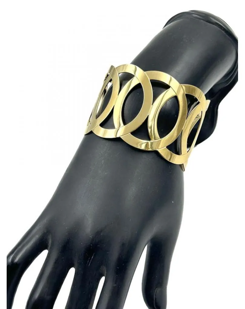 PULSERAS DORADAS ANCHAS AJUSTABLES DISEÑO ACTUAL EN ACERO