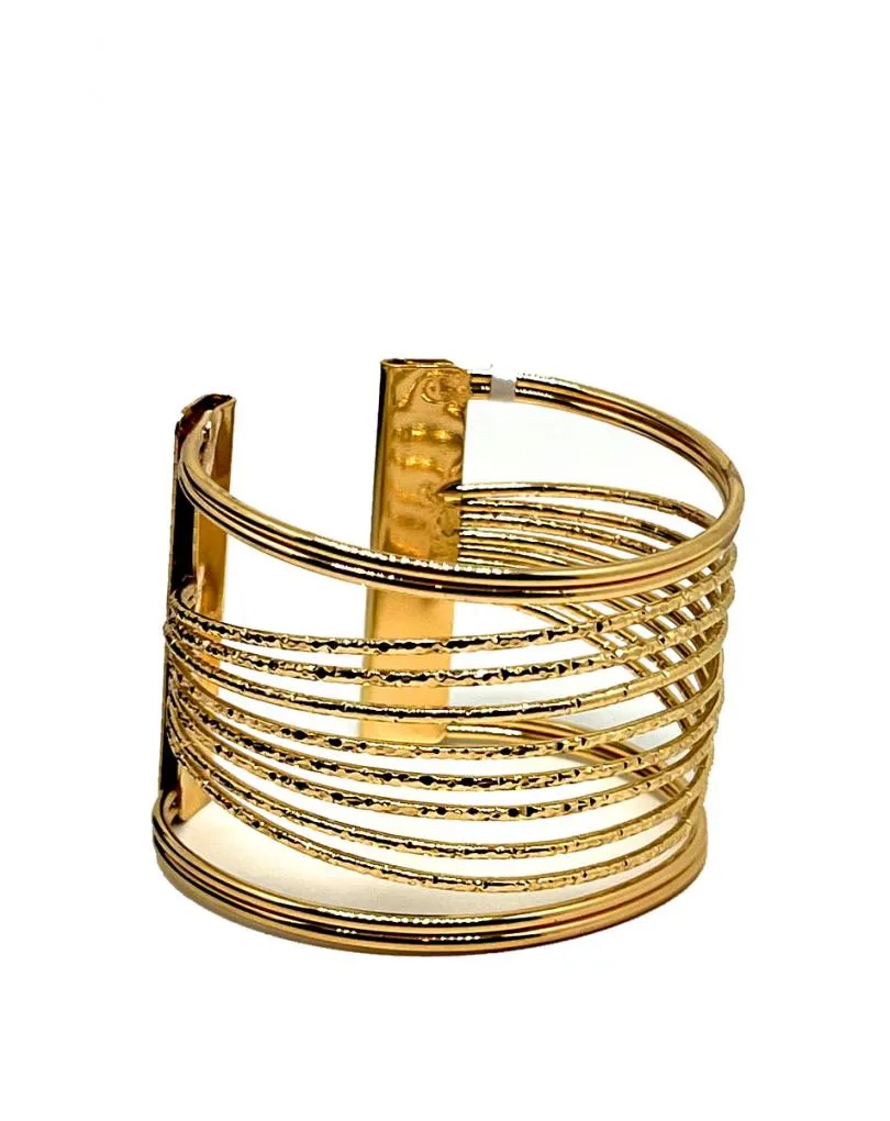 PULSERAS DORADAS ANCHAS DE VARIAS HILERAS PARA BODAS