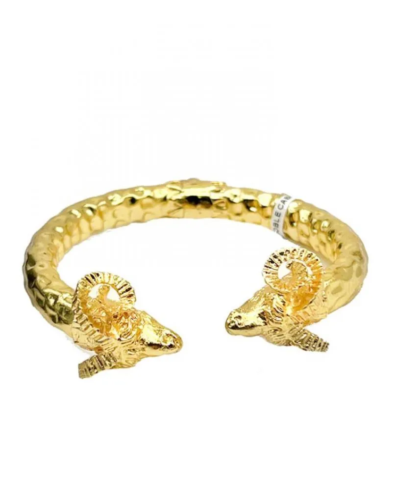 PULSERAS DORADAS CON DISEÑO ORIGINAL DE DOBLE CARNERO